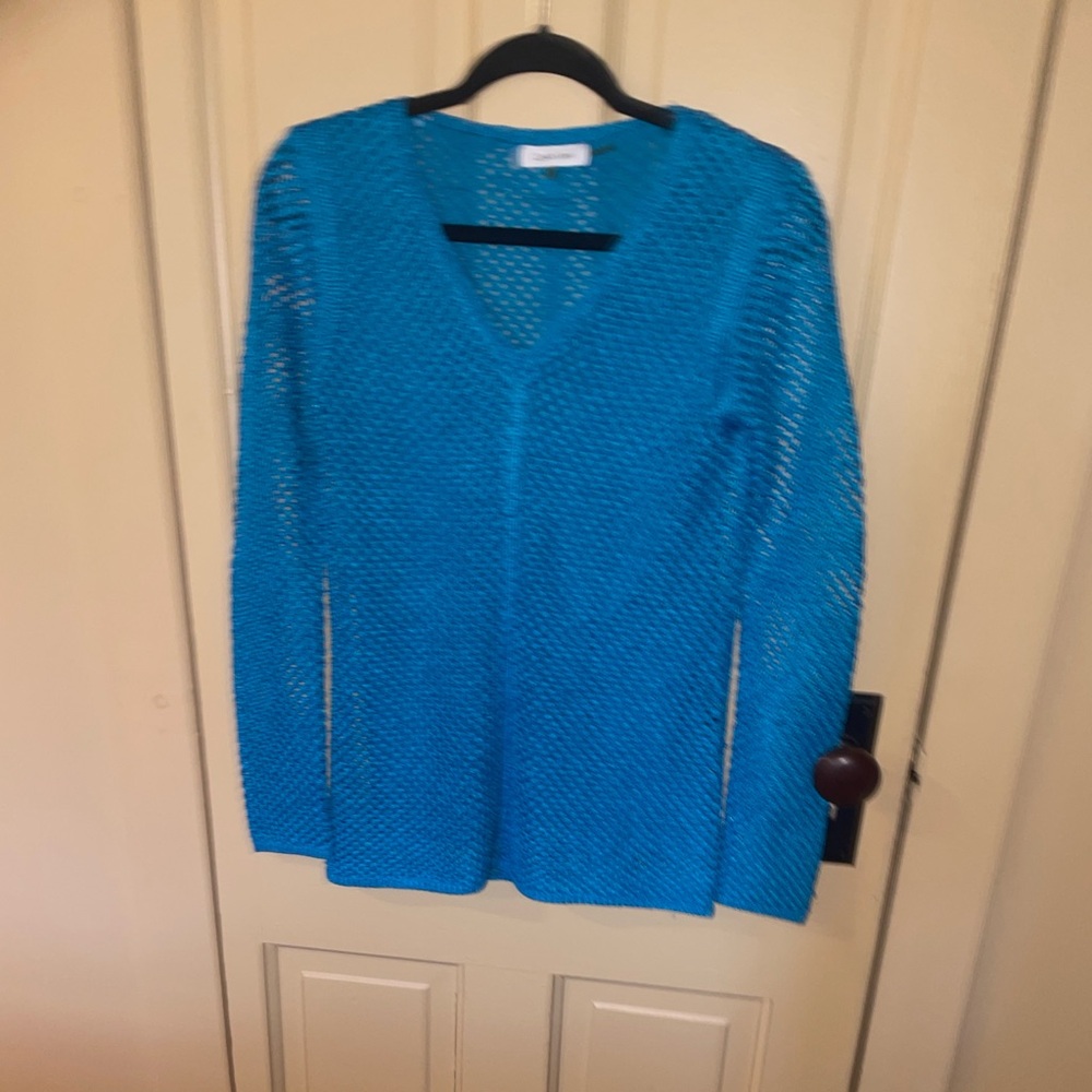 Calvin Klein Turquoise V-Neck Sweater